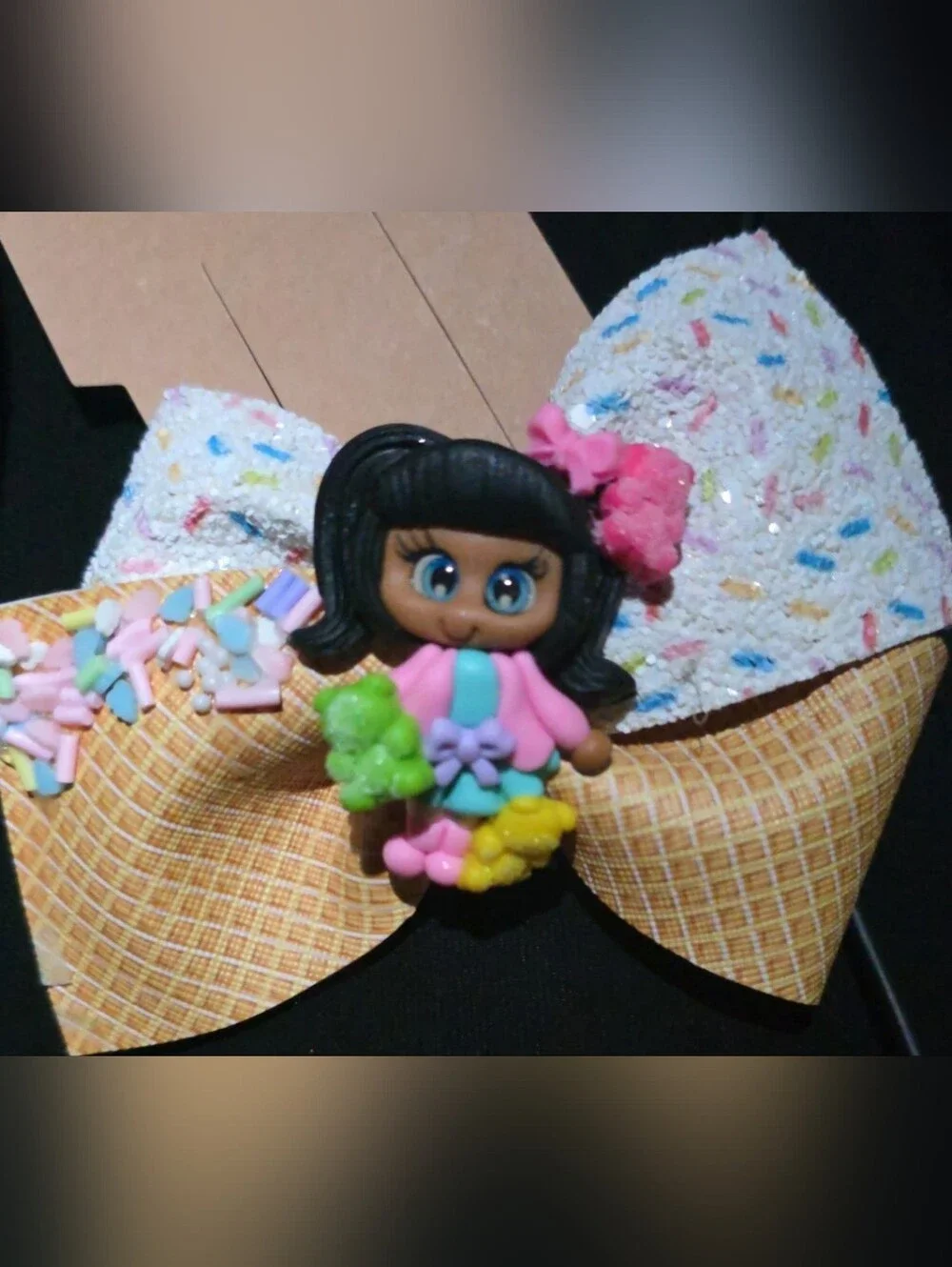 Cute Doll Bow Hair Clip - Pink & Multicolor Kids Accessory